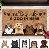 It's Basically Zoo In Here, Pet Peeking From Curtain, Personalized Dog & Cat Doormat, Gifts For Pet Lovers