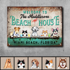 Metal Welcome Signs, Gifts For Pet Lovers, Welcome To Our Beach House Personalized Home Sign