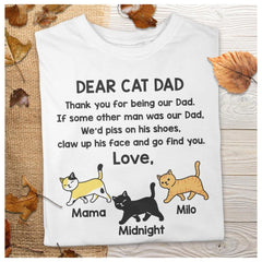 Dear Cat Dad Thank You For Being Our Dad - Personalized Cat T-shirt