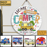 Home Sweet Camper - Wooden Door Sign