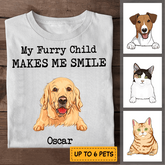 My furry child makes me smile dog, cat personalized T-Shirt TS-HR135