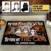 Never Mind The Witch Beware Of The Cat Halloween Style - Personalized Doormat