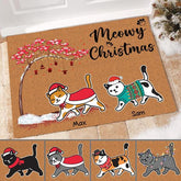 Meowy Christmas Personalized Cat Doormat DM-NB450