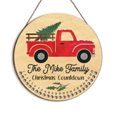 Red Truck Candy Cane Christmas Countdown -
Personalized Door Sign, Christmas Gift For Family