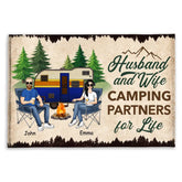 Husband and Wife, Camping Partners For Life - Personalized Doormat, Gift For Camping Lovers