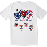 Peace Love Dogs - Personalized T-Shirt, Gift For Dog Lover, Gift For 4th Of July