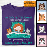 Personalized Cat Breeds T-shirt, Gifts For Cat Moms, My Cats Are The Reason I Wake Up Every Morning