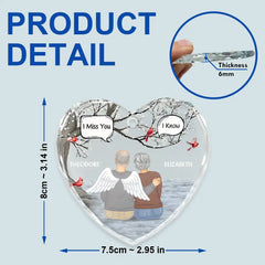 Always In My Heart Memorial Family - Personalized Heart Shaped Glass Ornament