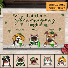 Happy St Patrick's Day Doormat, Saint Patricks Day Home Decor, Gifts For Pet Lovers, Let The Shenanigans Begin