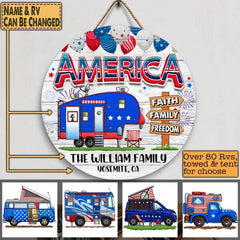 Happy Jule 4th - America - Wooden Door Sign