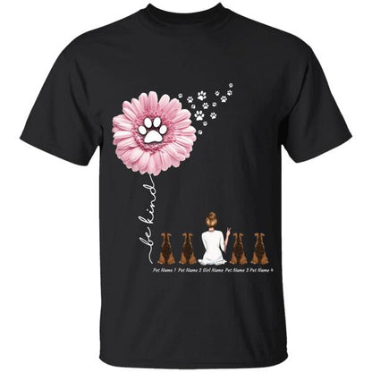 "Just Be Kind" girl and dog, cat personalized T-Shirt