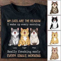 Funny The Reasons I Wake Up Personalized Cat T-Shirt TS-PT1336