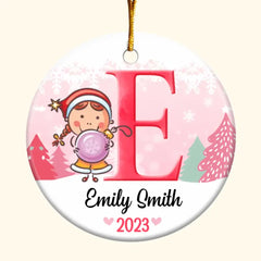 Son Daughter Kid Name Letter Christmas V2 - Personalized Custom Ceramic Ornament - Christmas Gift For Kid, Family Members