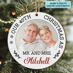 Happy Anniversary Christmas - Personalized Custom Wood Ornament - Anniversary, Christmas Gift For Couple, Wife, Husband, Family Members