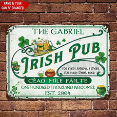 Irish Pub One Hundred Thousand Welcomes - Personalized Metal Sign