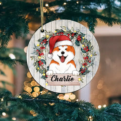 Custom Dog Chirstmas Ornament - Personalized Circle Ornament