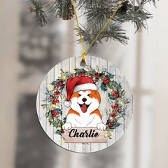 Custom Dog Chirstmas Ornament - Personalized Circle Ornament