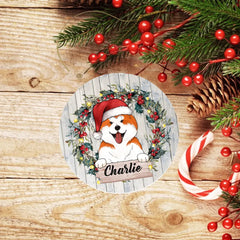 Custom Dog Chirstmas Ornament - Personalized Circle Ornament