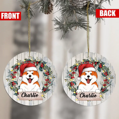 Custom Dog Chirstmas Ornament - Personalized Circle Ornament