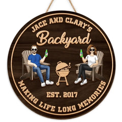 Backyard Sign | Making Live Long Memories | Custom 2 Layer Wooden Sign | Round Shape