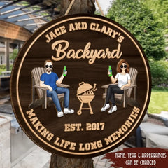 Backyard Sign | Making Live Long Memories | Custom 2 Layer Wooden Sign | Round Shape