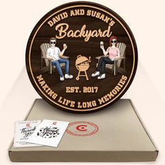 Backyard Sign | Making Live Long Memories | Custom 2 Layer Wooden Sign | Round Shape