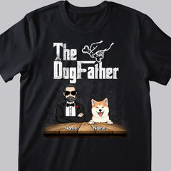 The Dog Father, Man & Dog, Black Wall T-shirt, Personalized Dog Breeds T-shirt, Gifts For Dog Dads