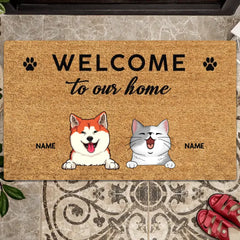 Pawzity Welcome To Our Home Custom Doormat, Gifts For Pet Lovers, Personalized Housewarming Gifts