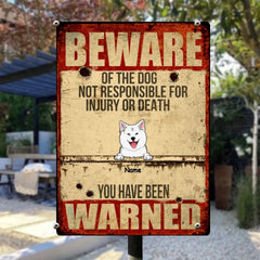 Beware Of Dog Sign, Gifts For Dog Lovers, Not Responsible For Injury Or Death, Welcome Metal Signs