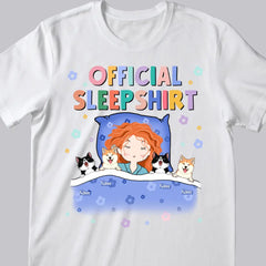 Official Sleep Shirt, Cute Girl With Her Dog & Cat, Dog & Cat Mom Gift, Personalized Dog & Cat Lover T-shirt