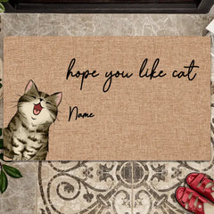 Hope You Like Cats Doormat, Unique Birthday Present, Canvas Doormat, Welcome Mat, Personalized Cat Lovers Doormat