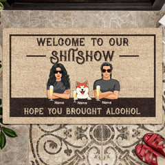 Welcome To Our Shitshow, Hope You Brought Alcohol, Gifts For Pet Lovers, Personalized Dog & Cat Breed Doormat