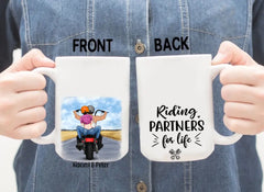 Personalized Mug, Motorcycle Couple - Riding Partners In Heart, Gift For Motorcycle Lovers