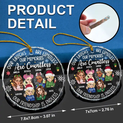 Besties Our Laughs Are Limitless Christmas - Personalized Circle Glass Ornament