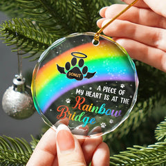 A Piece Of My Heart Memorial Christmas - Personalized Circle Glass Ornament