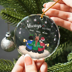 Always Besties - Personalized Circle Glass Ornament