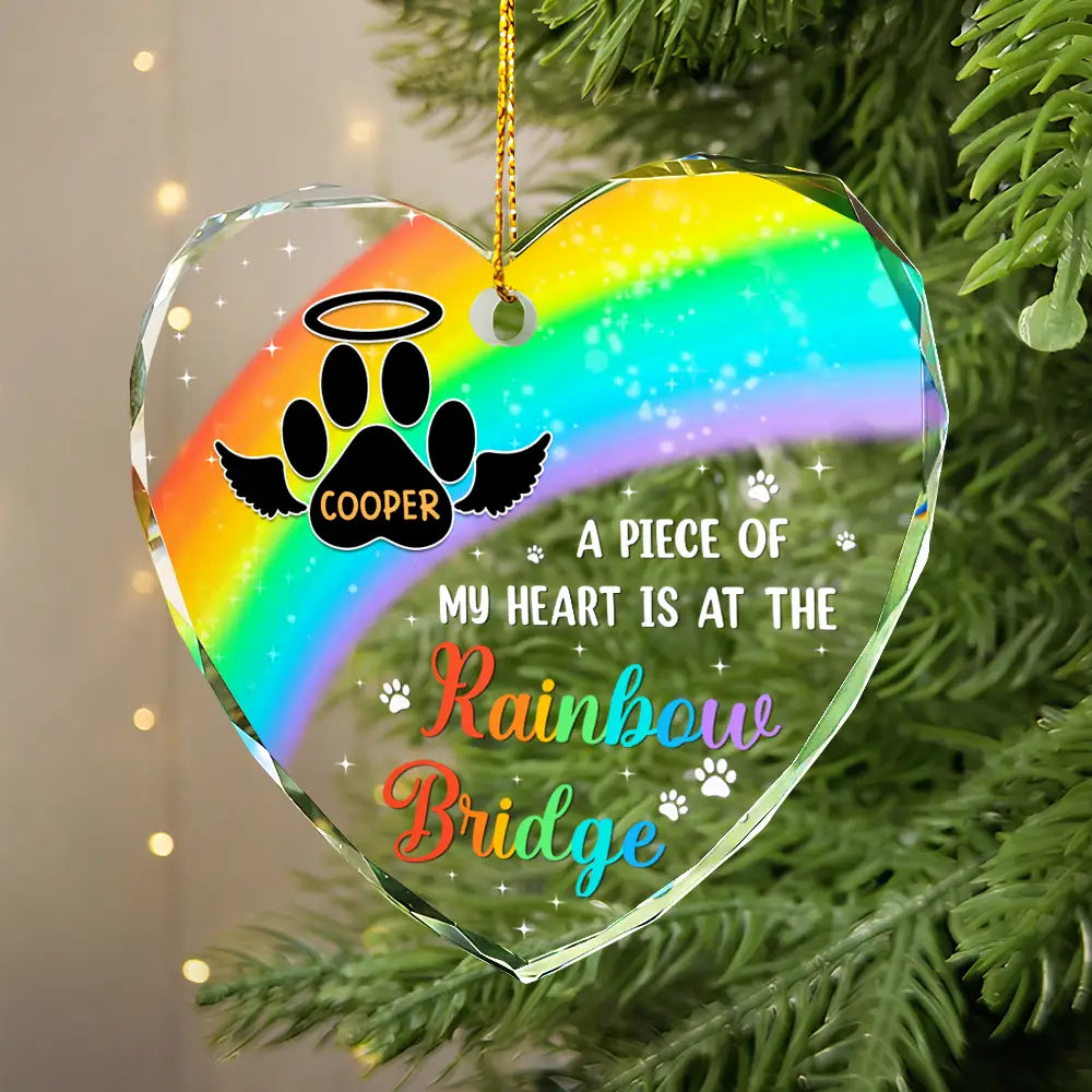 A Piece Of My Heart Memorial Christmas - Personalized Heart Shaped Glass Ornament