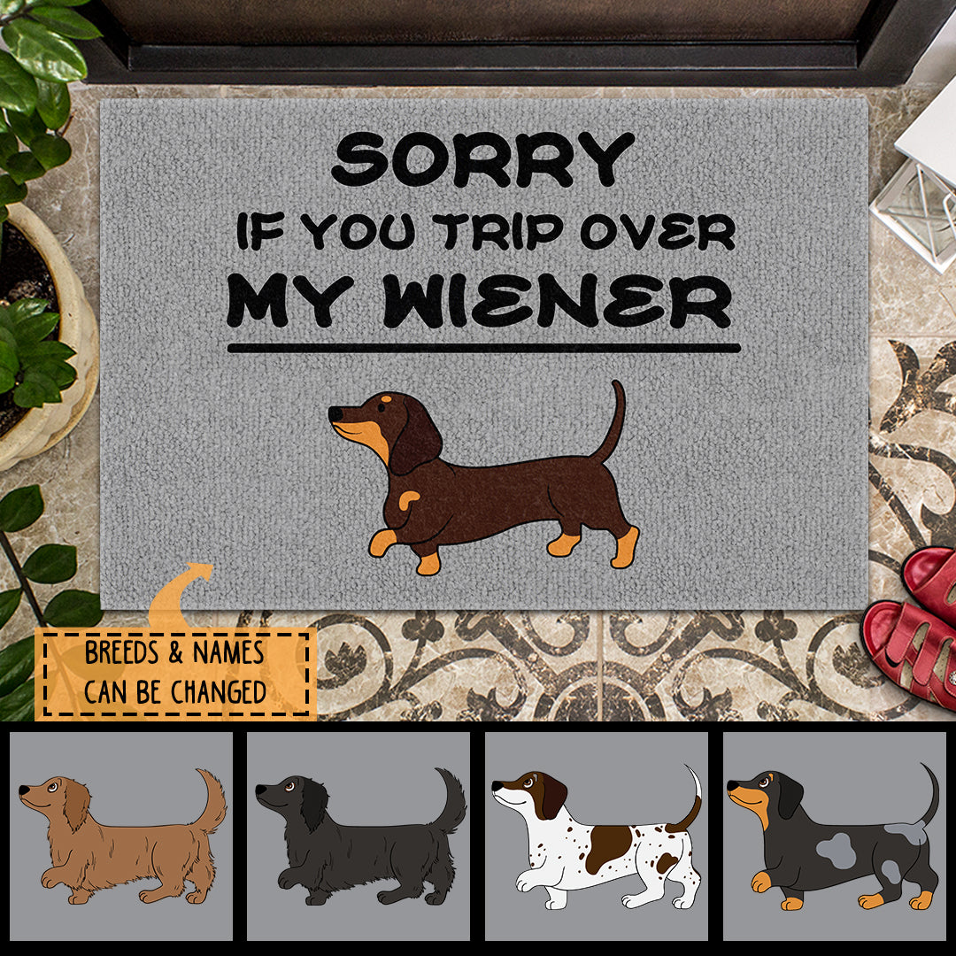 Sorry If You Trip Over My Wiener, Dachshund Doormat, Personalized Dog Breeds Doormat, Gifts For Dog Lovers