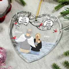 Always In My Heart Memorial Family - Personalized Heart Shaped Glass Ornament