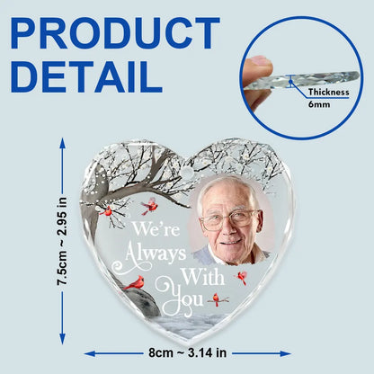 Custom Photo I'm Always With You Memorial - Personalized Heart Shaped Glass Ornament