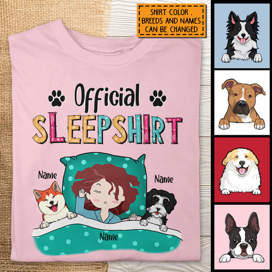Official Sleep Shirt, Girl And Her Dogs, Personalized Dog Breeds T-shirt, Gift For Dog Lovers