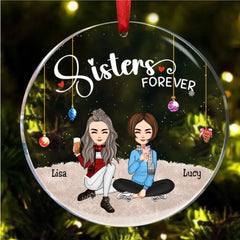 Sisters - Sisters Forever - Personalized Circle Ornament (QH)