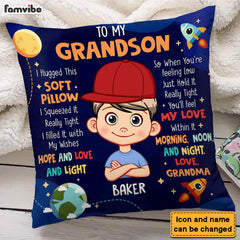 Personalized Gift For Grandson Hug This Pillow 28993