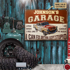 Garage Sign - Auto Mechanic Garage I Can Fix Anything Customized Classic Metal Signs