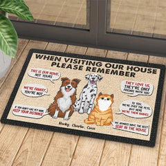 Remember When Visiting Our House - Personalized Decorative Mat, Doormat