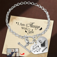 Personalized Engraved Heart Bracelet I'm Always With You - Memorial Gift For Family, Friend