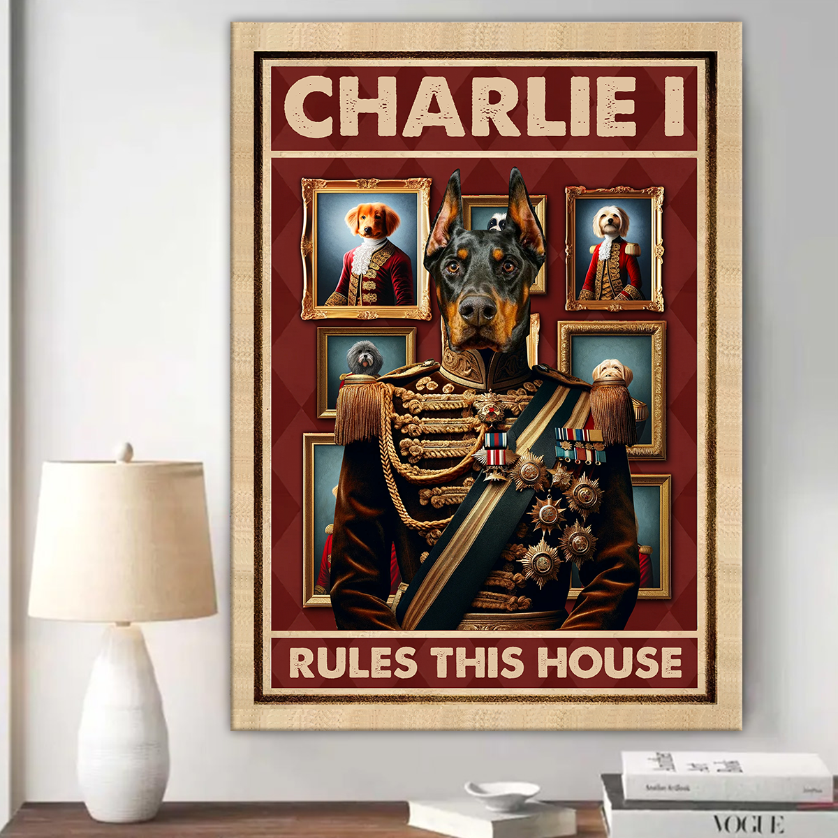 Funny Upload Photo Cat Dog Pet Rules This House Personalized Poster Print HTN14DEC23KL1