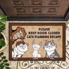 Cartoon Cats Planning Escape - Gift For Cat Lovers - Personalized Doormat