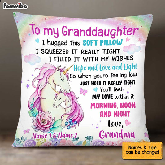 Personalized Granddaughter Unicorn Hug This Pillow JR71 81O34